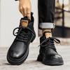 Fashion Men's Fashion Trends Brown Leather Boots Outdoor Walking Mountaineering Travel Thick Bottom Ankle Boots Comfort Durable Boots
