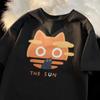 Korean Fashion Tees Summer Kawaii T-shirt Japanese Cartoon Cute Cat Short Sleeved Tshirt Pet Graphic Blouse Streetwear Clothes