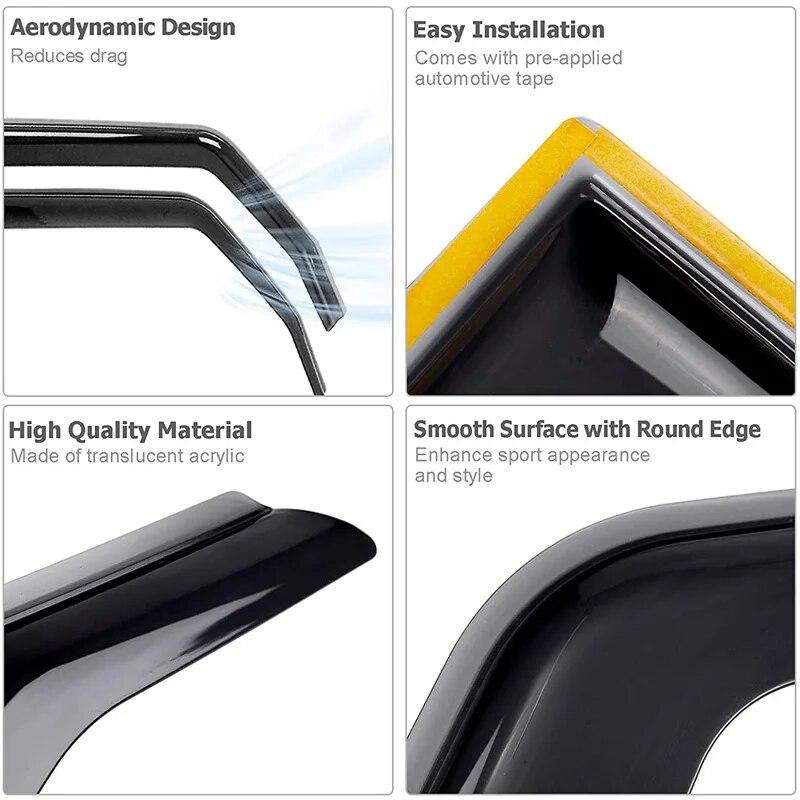 Autofenster-Sonnenblende, Deflektorschild, Regenschutz, Sonnenblende, Schutz für Jeep Wrangler JK JL Unlimited 4-Türer 2007-2017 2018-2023