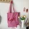 Pink Women Portable Canvas Shoulder Bag Student Girls Daily Casual Tote Handbags Large Capacity Ladies Reusable Shopping Bags
