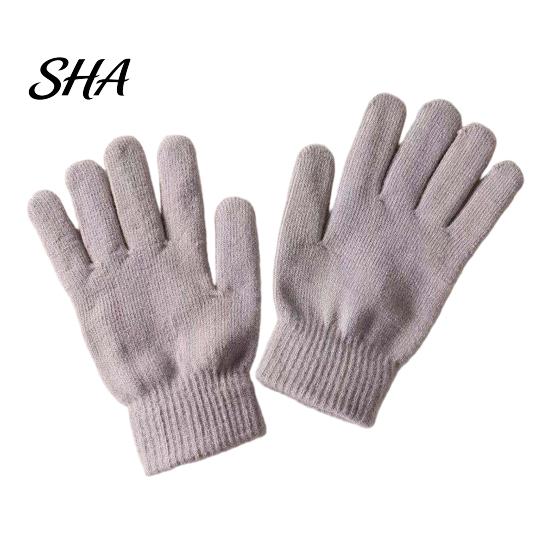 Wind Resistant Acrylic Thermal Gloves Winter for Men Women, Thickened Velvet Lined Mittens, Knit Five Finger High Elasticity Cold Weather with Elastic