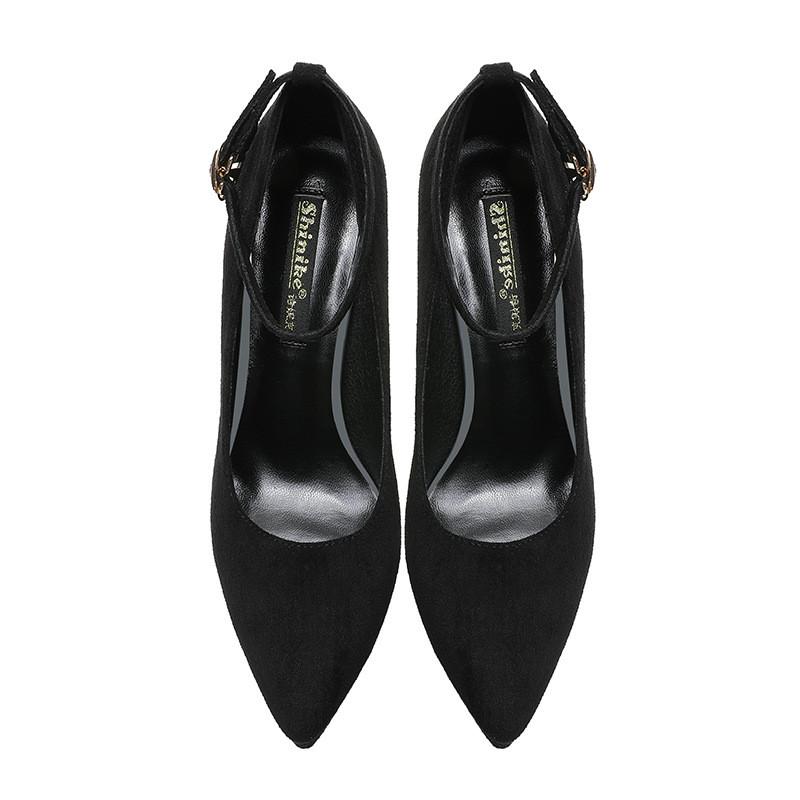 Fashion Women's Pumps High Heels Ankle Strap Flock Female Platform Shoes Mary Jane Women Shoes Ladies Footwear