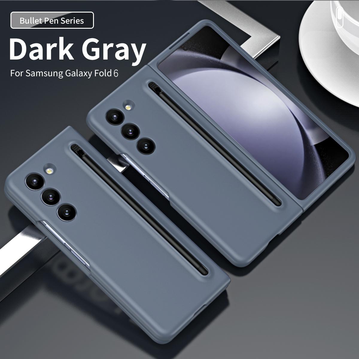 

Чехол с гнездом для ручки для Samsung Galaxy Z Fold 6 5 4 5G Z Fold 4 Z Fold 6 с ручкой, модная защита, противоударный чехол для кожи For Samsung Z Fold 4&Without film темно серый