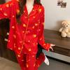 Imitation Cotton Spring Versatile Red Sweet Love Pajamas Women'S Newlyweds Birth Year Comfortable Home Long-Sleeved Set