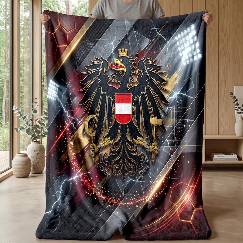 Austria Football Printed Flannel Blanket Skin Friendly Warm Decorative Throw for Indoor Couch Bed Daily Use