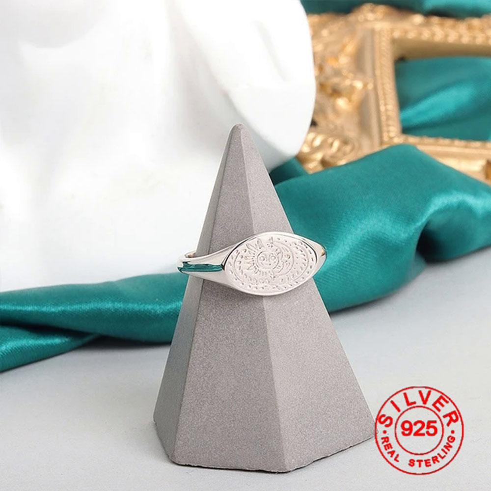 

BFCLUB Silver Color New Simple Design Rings Gold Sun Shape Retro Distressed Opening Handmade Ring Fashion Fine Jewelry