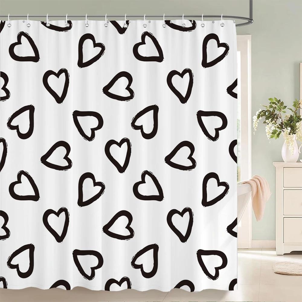 1 Pcs Simplicity style Shower Curtain Black and white Printed Bathroom Curtain Waterproof Polyester Home Decoration Curtain