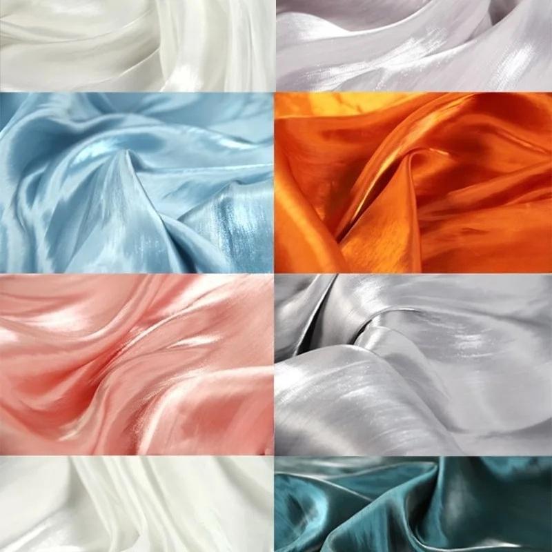 100/300cm Crystal Silk Pearlescent Fabric Bright Face Silk Smooth for Diy Sewing Dress Shirt Wholesale Cloth Apparel Material