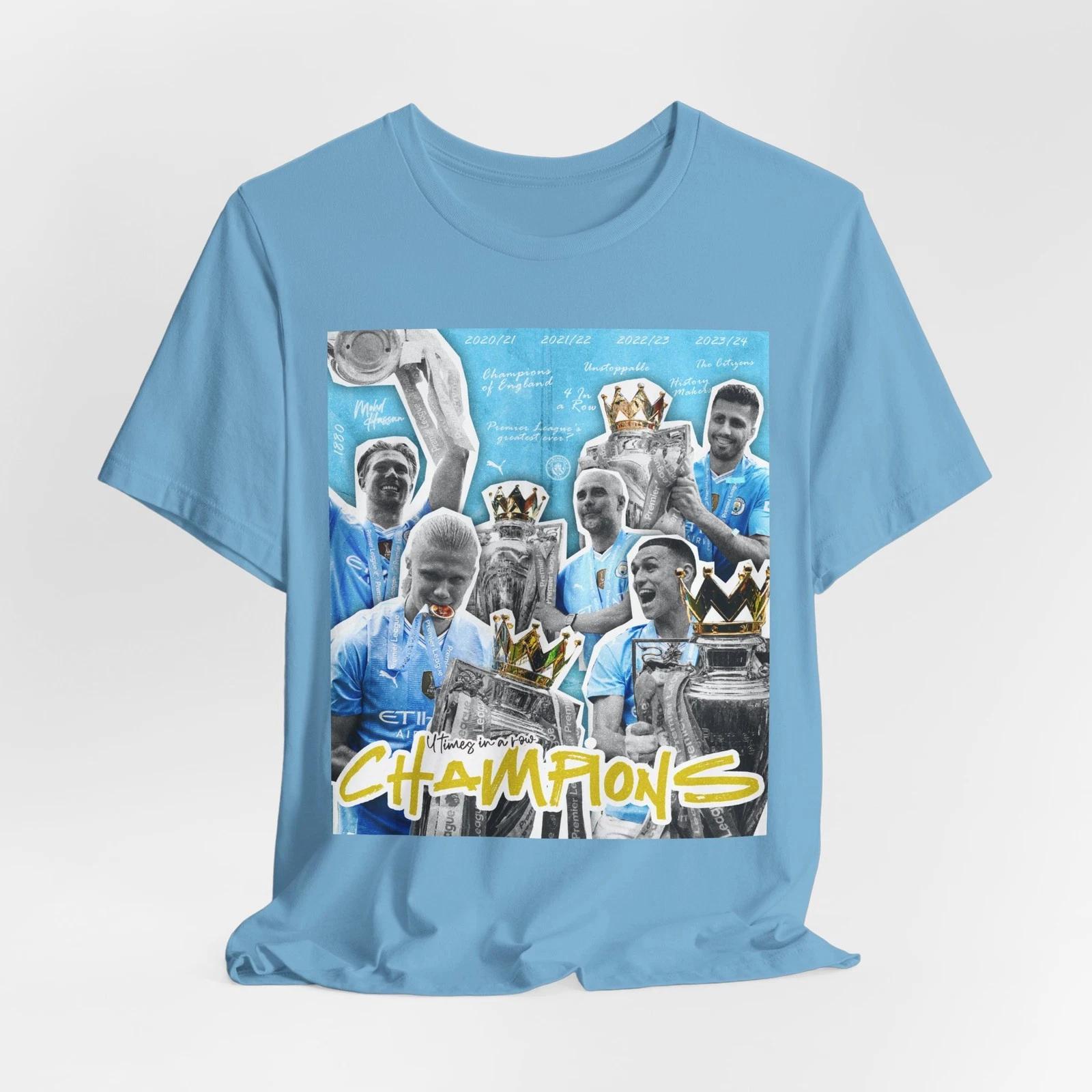 Four-Time Champions Tee – Manchester City Fan Children s T-shirt, Unisex Football Apparel 130
