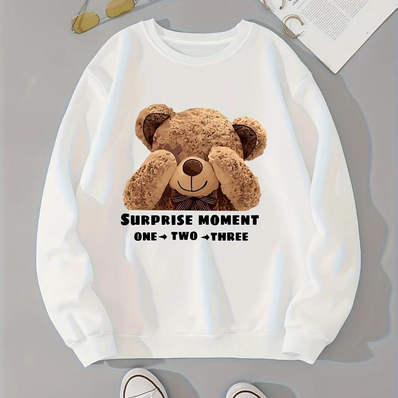 CLoose Sweatshirt Casual Long Sleeve Women Autumn and Winter Cartoon Bear Comfortable Pullover Crewneck Loose Female Clothes