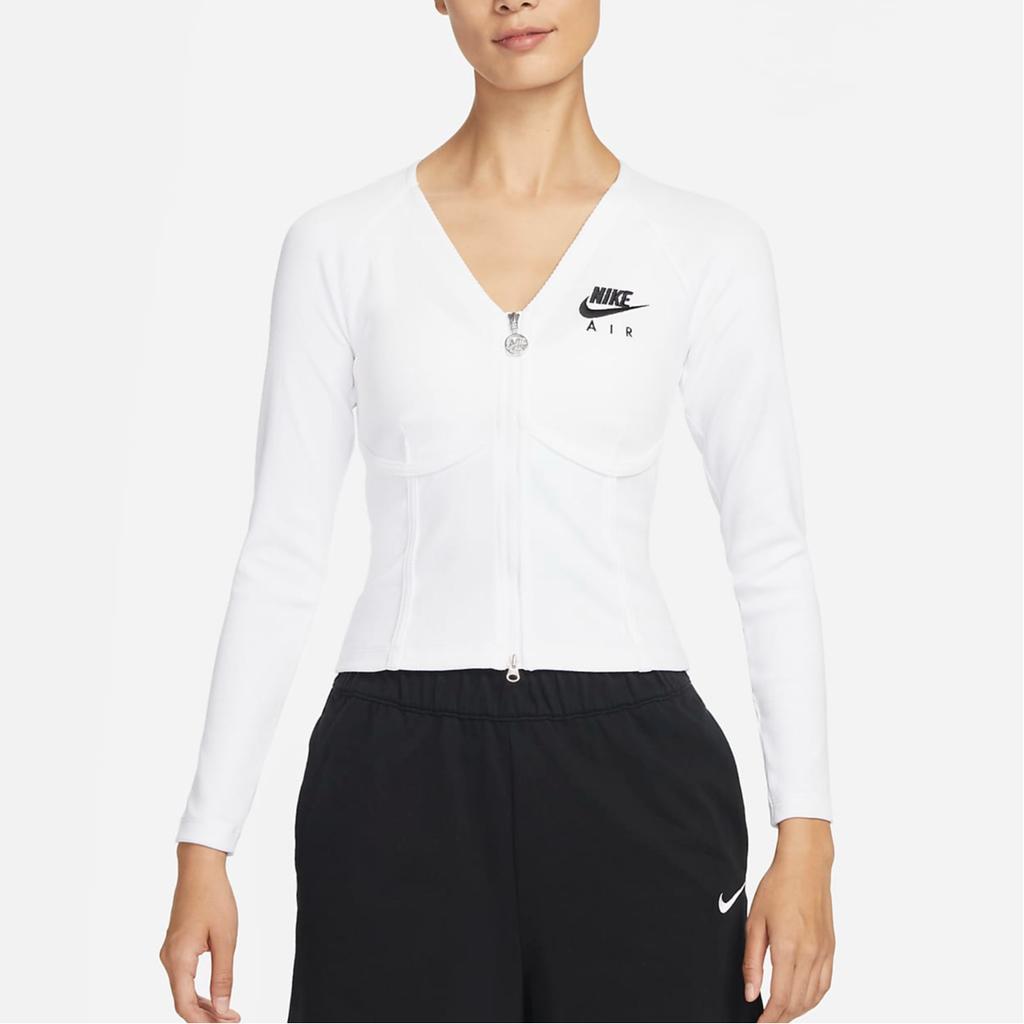 Nike Sportswear Logo Embroidered Double Zip Funnel Neck Jacket Women Jacket White FD2377-100