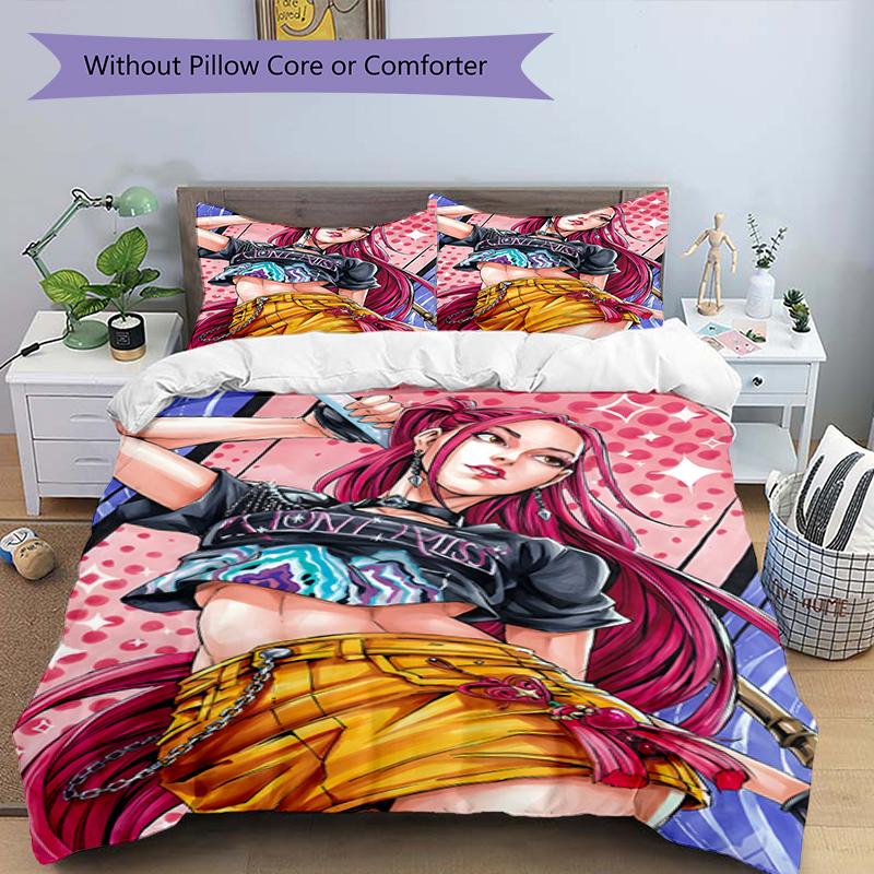 3pcs KPop Demon Hunters MIRA2 Design Cover Set - HD Printed Bedding with 1 Cover and 2 Pillowcases - Perfect for Home and Dorm Decor