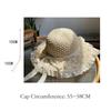 Lace Trim Sun Hat Foldable Beach Cap Elegant Summer Straw Hat  Travel