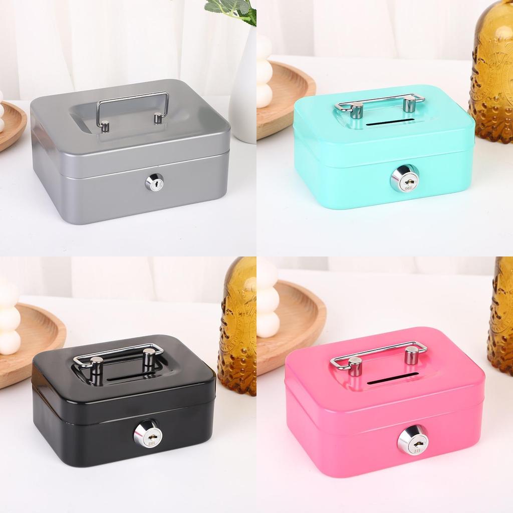Metal Locking Storage Box With Key For Coins And Small Items Home Organization