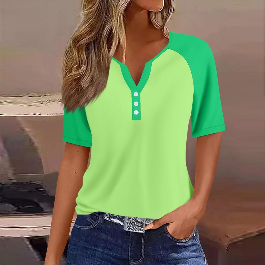 Women's T Shirt Tee Print Button Raglan Sleeve Daily Weekend Fashion Basic V Neck Regular Top