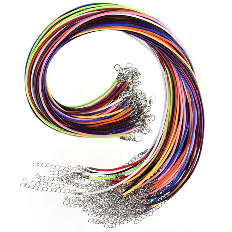 Waxed Leather Cord DIY Jewelry Shiny Thread String Strap Chain With Clasp Necklace Rope Jewelry Making Supplies Wholesale
