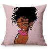 Cute Africa Girl Cushion Cover Fashion Black Woman Swimwear Show Cartoon Sofa Decoration Cotton Linen Chair Pillow Case Cojines