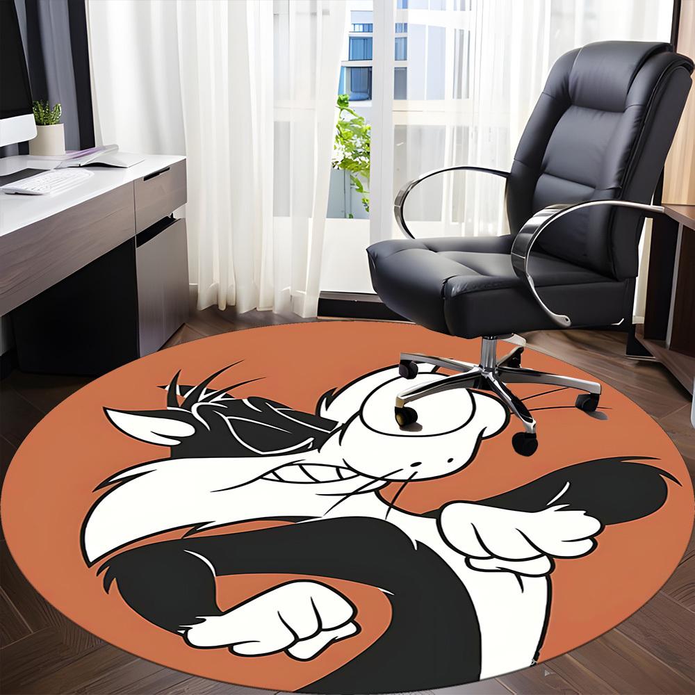 1pc Looney Tunes Office Round Area Rug, Bedroom Living Room Home Decor, Room Deco, Offic A1016119