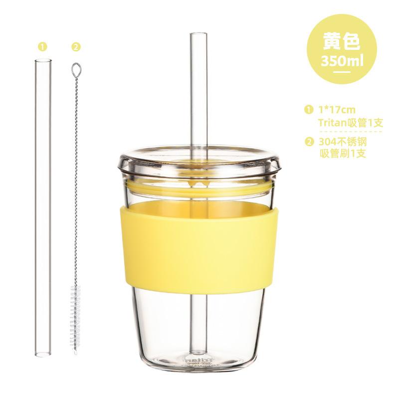 350Ml Tritan Straw Cup Milk Tea Cup Coffee Cup Multi-Color Belt Waist Sleeve Straw Water Cup
