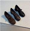 Sheepskin Version~ Retro Temperament Niche Design British Style Round Head Loafers Commuting Thick Heel Women's Shallow Mouth Single Shoes