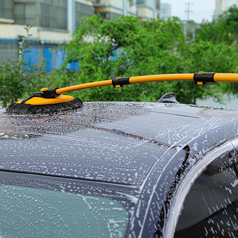 Car Wash Brush With Long Handle Telescopic Curved Rod Chenille Velvet Brush Scratch-free Car Washing Mop Kit For Auto RV Truck