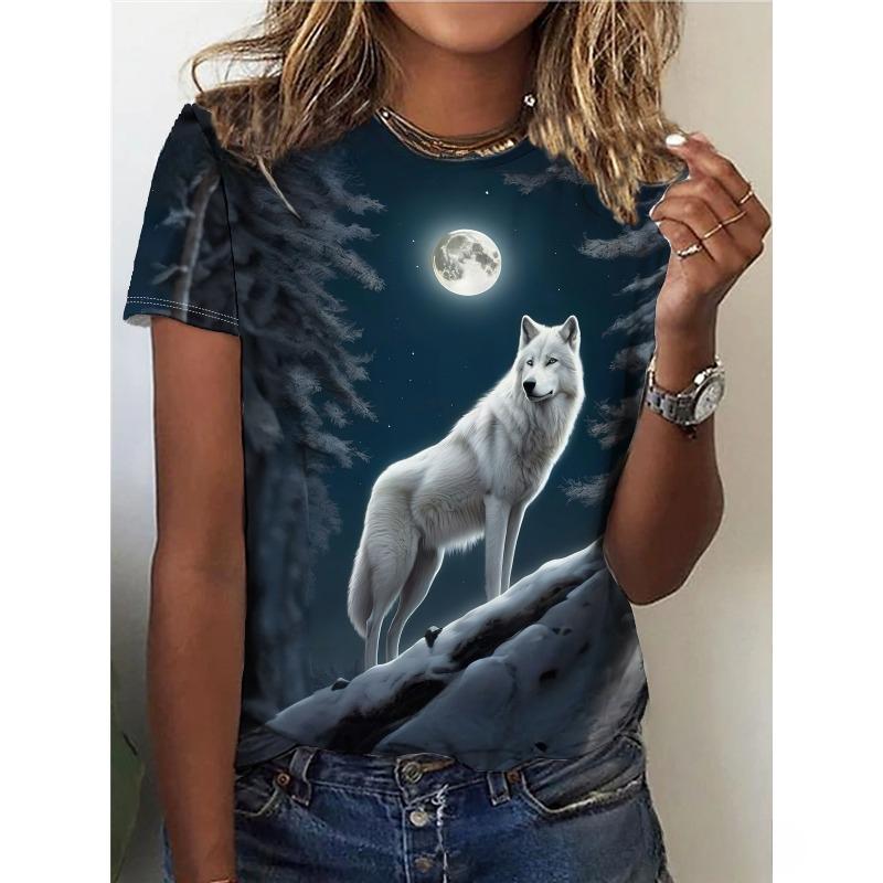 

Летний топ с круглым вырезом и принтом в виде животных 3D, модные повседневные женские футболки с короткими рукавами XS