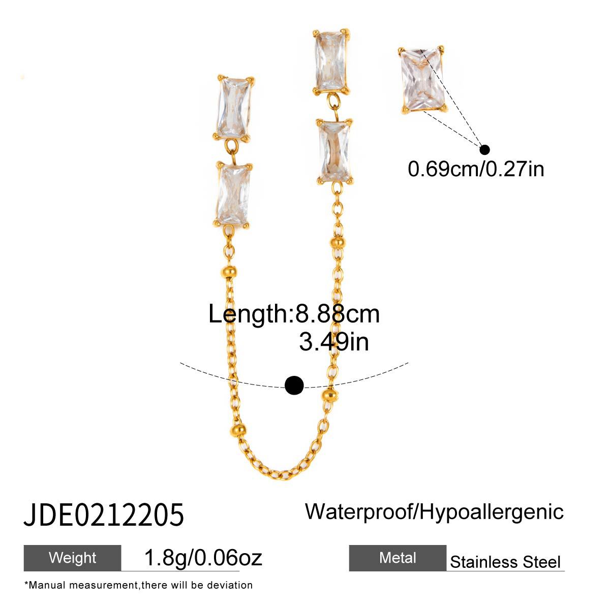Stainless Steel Zircon Tassel Earrings Women Luxury Elegant Ear Jewelry