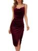 Spring/Summer 2022 European & American Women's Sexy Velvet Slit Pleated Slip Dress