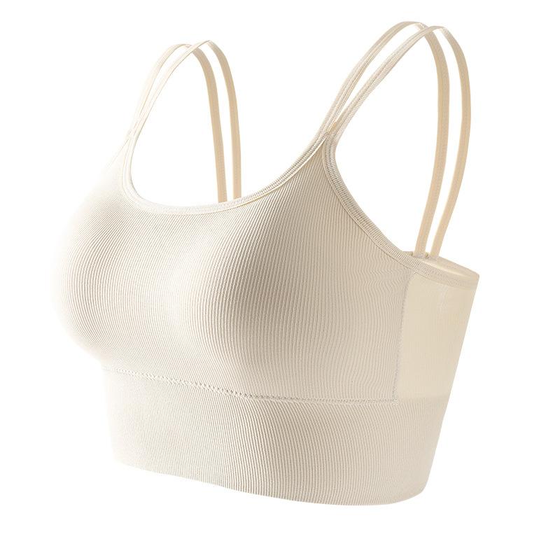 Women's Summer Fixed Does Not Run Cup Thin Straps Fitness Running Back Thin Gathered Shockproof Sports Underwear