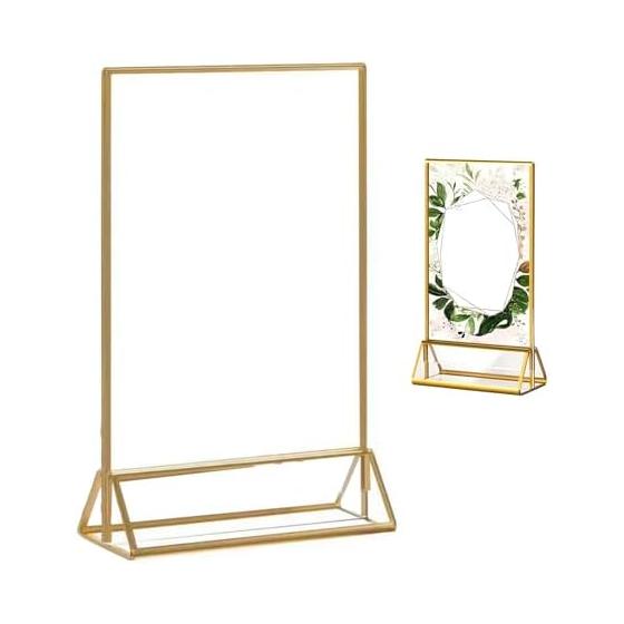 PAVIKE Acrylic Sign Holder 13x18cm Menu Stand Tabletop POP Display Double-Sided Transparent Photo Frame for Weddings, Table Numbers, Advertising