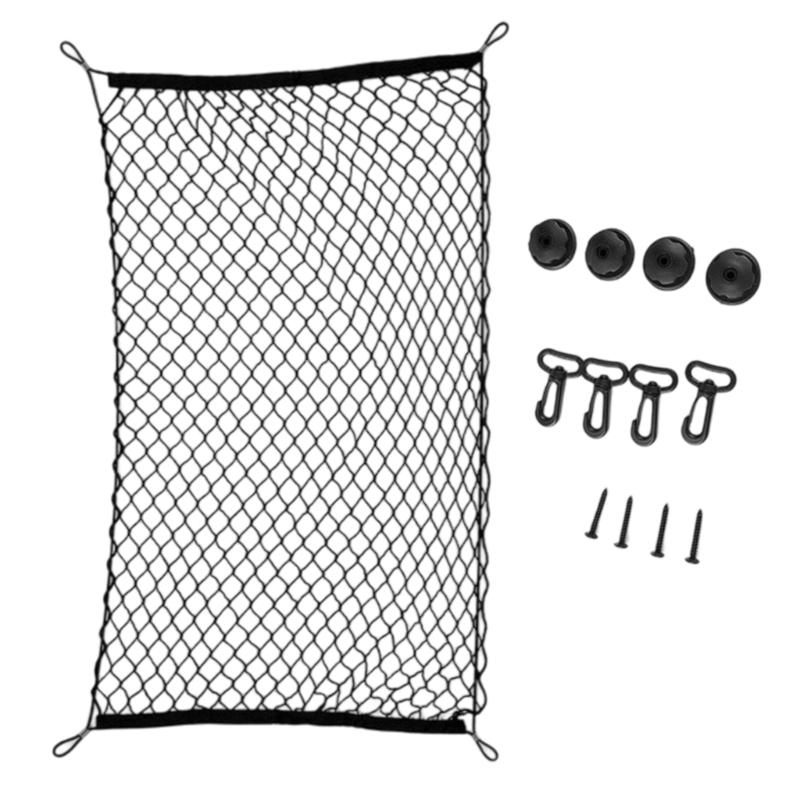 Multipurpose Car Trunk Organizer Stretchable Cargo Net Feature Antislip Hook & Nylon Webbing For Small Item Containment