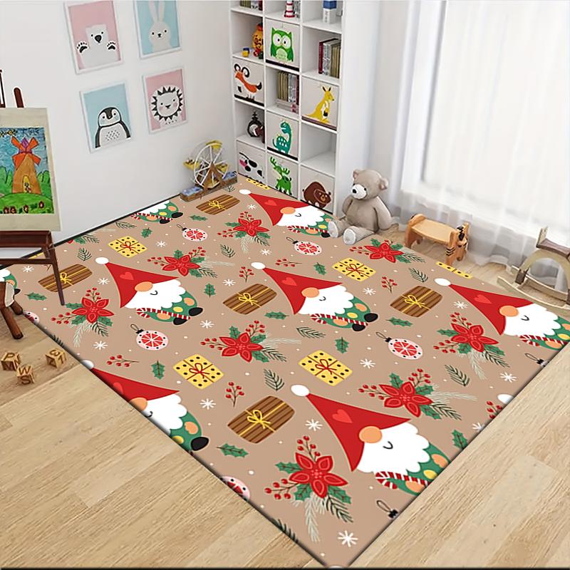 1Pc Christmas Gnome Celebration Carpet Rug Soft Washable Antislip Home Living Room Sofa Mats Personalized Christmas Rug