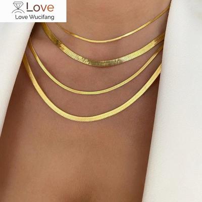 Fashion Unisex Snake Chain Women Necklace Choker Stainless Steel Herringbone Gold Color Chain Necklace For Women Jewelry