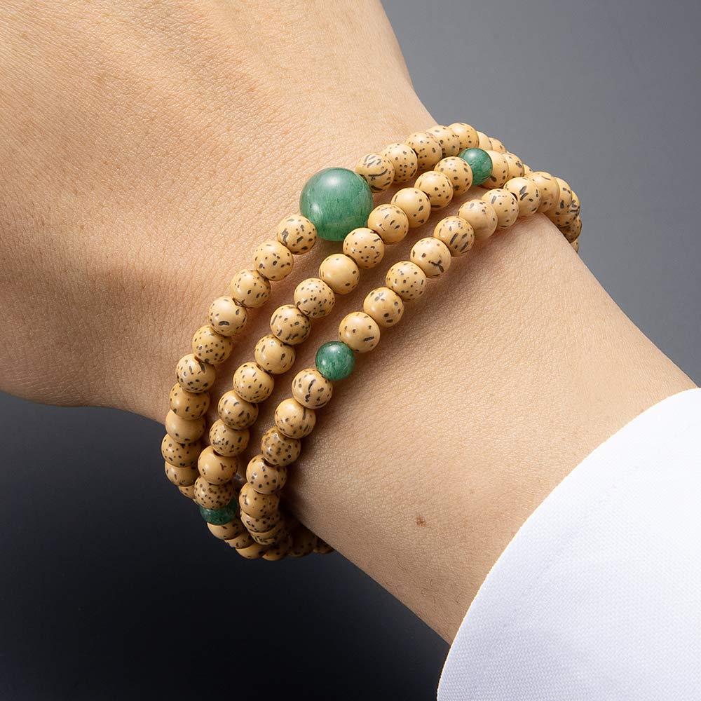 Buddhist Altar Shop Takita Shoten Specially Selected Bracelet Prayer Beads 108 Beads Triple Star and Moon Bodhi Tree Indian Jade Tailor Official