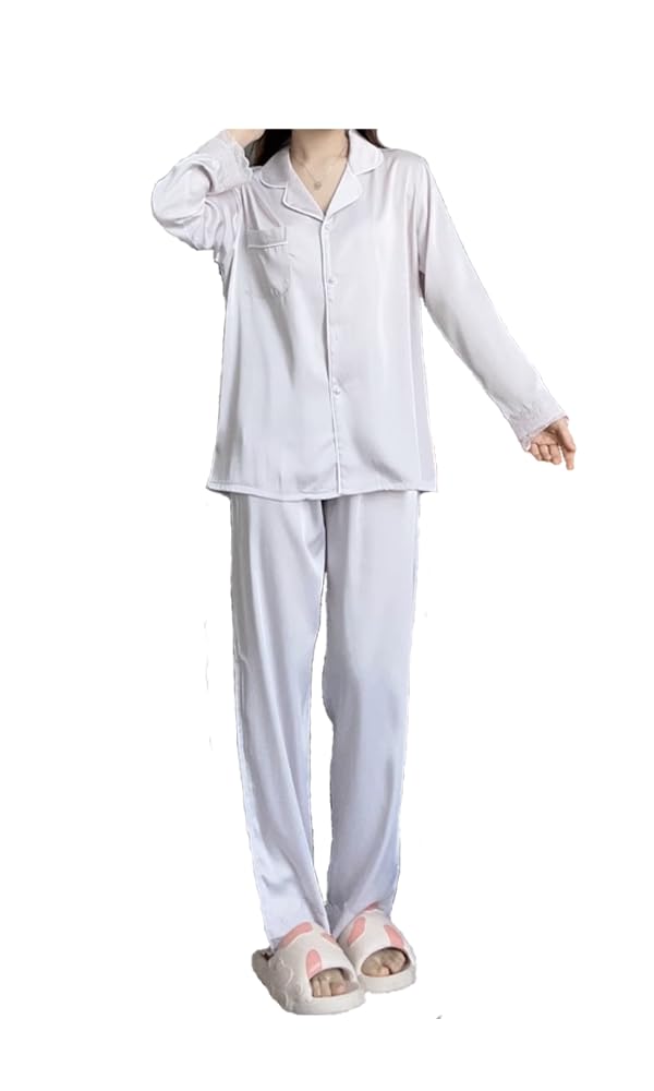 

Luxury Silk Pajama Set for Top and Long for Students and Long Perfect for Staying at Birthday Premium Presentation Box 100% Women, Bottoms, Sleeves,