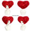 Red Queen Heart Shaped Cosplay Wig 10 Inch Red Fluffy Curly Heat Resistant Synthetic Wig For Women Halloween Costume Party