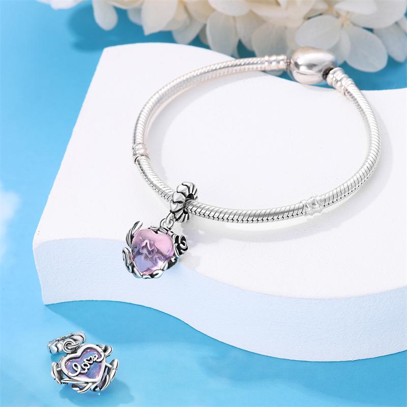 Copper Metal Butterfly Dragonfly Flower Pink Zircon Themed Sweet Charm Bead Components Bead Components Compatible With Pan Authentic Original