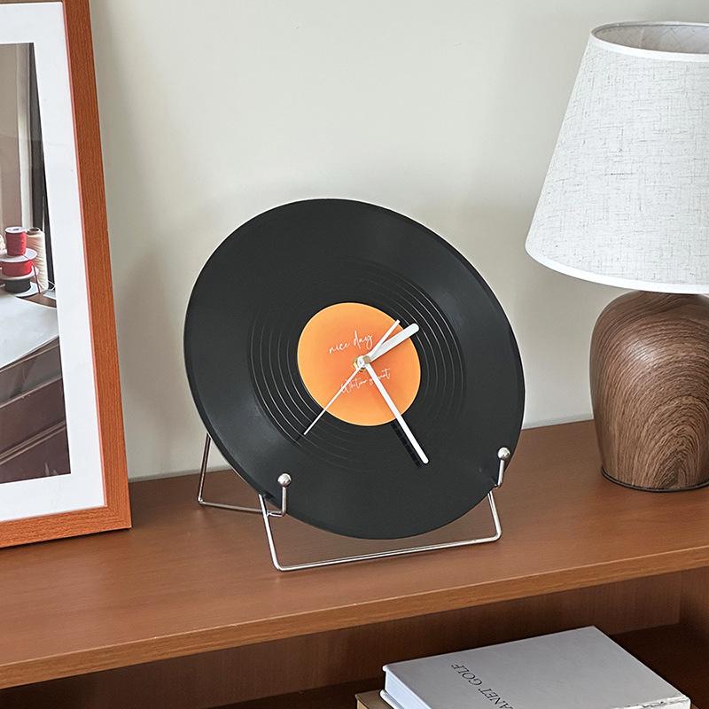 Retro Black Vinyl Record Sunset Wall Clock - Perfect for Living Room, Office, Desk, or Wine Cabinet Décor