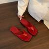 Thick-soled sandals wear French evening wind pinch slippers women's 2025 summer new beach shoes flip-flops high heels