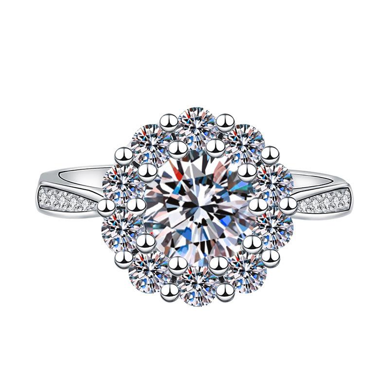 Open Adjustable European and American Style New Imitation Mosane Diamond Adjustable Girls' Ring Fashionable Creative Ring