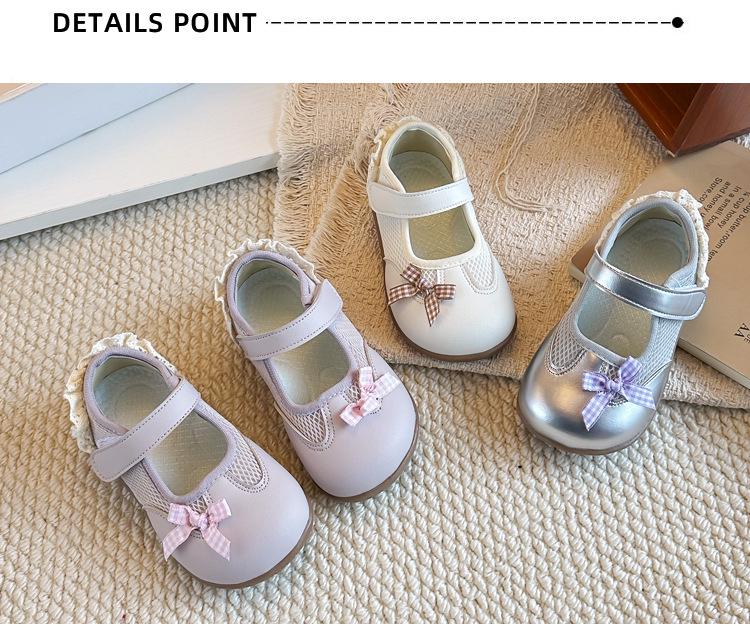Girls' 2026 Spring White Leather Princess Loafers - Korean Style Soft Sole Low-Cut Shoes