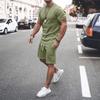 New Summer Men's T-shirt Oversized Men Tracksuits Solid Color Fashion Streetwear Mens Clothes Casual Loose 2 Piece Male Set