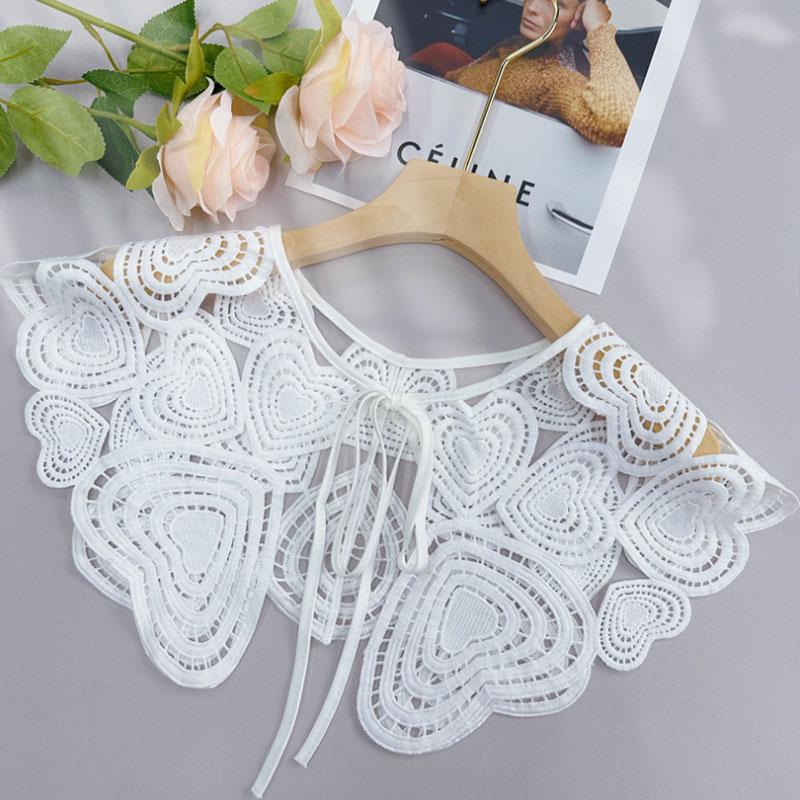 Perfect Match Pink Women Scarf Shawl Detachable Collar Tie Necklace Embroidery Lapel Fake False Collar Woman Lace Tie Neckwear Nep Kraagie