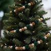 Red Christmas Flocking Ball Garland Flocking Pom Pom Garland  Birthday Party Decor