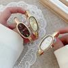 Lightweight Luxury Bracelet Watch Elegant Oval Dial Wristwatch Gold/Silver Roman Dial Quartz Watch for Women