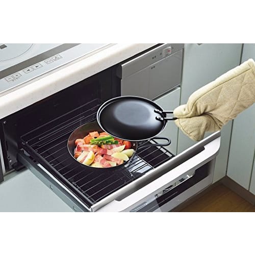 PEARL METAL One-Handed Grill Pan, 20cm, with Lid, Recipe Included, Induction Compatible, Iron, Easy Cooking, Made In Japan, HB-1603