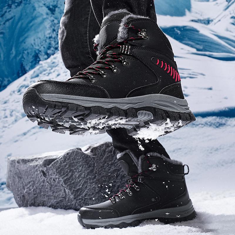 Men s Winter High-Top Waterproof Snow Boots - Velvet-Lined, Non-Slip, Large Sizes 41