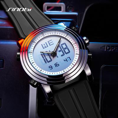 Men'S Watch Men'S Double Luminous, Cool Creative Sports Silicone Watch Electronic Watch S9368