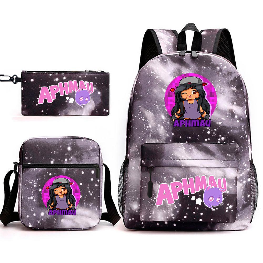 Game Merchandise Aphmau Schooltas Cartoon Rugzak Etui Schoudertas Drie-delige Set Three piece set