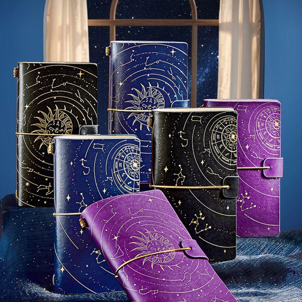 Retro Starry Sky Notebook Leather Cover Diary Handbooks High-Quality A6 Personal Notepad  Gift
